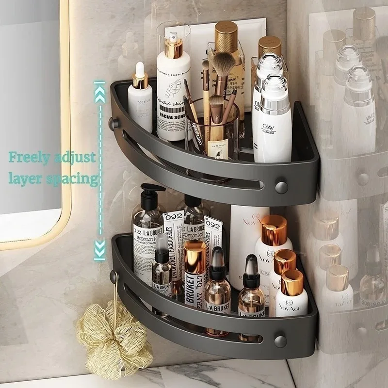 1 Stück Selbstklebendes Badezimmer-Shampooregal, Duschablage, Aufbewahrungsregal ohne Bohren, Eckregal, Handtuchhalter für das Badezimmer – Detail 2