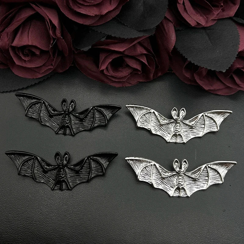 2pcs Charms Large Bat Vampire Dracula Link Connector 76x26mm Antique Silver Color Pendants DIY Making Findings Tibetan Jewelry