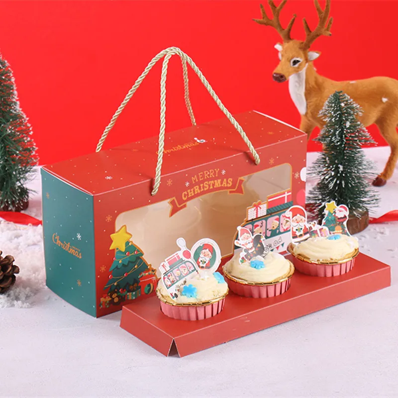 Imagem -05 - Lbsisi Life-caixas de Cupcake de Natal com Janela Clara Pastelaria Artesanal Embalagem de Presente de Bolo Decoração de Natal e Ano Novo 10 Pcs