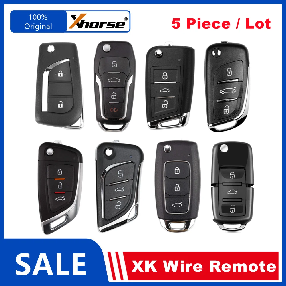 5 Piece Xhorse XK VVDI Wire Remote Smart Keys XKB528EN XKKF05EN XKLKS0EN XKHY25EN XKFO21EN XKTO01EN XKB520EN XKHY01EN