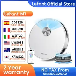 LEFANT M1 Robot Aspirador y Fregasuelos con Exacto Mapeo Multi Piso (LDS), Zona Prohibida, Robot Aspirador Succión de 4000 Pa, Batería de 4000 mAh,Control App/Alexa/Goole, Tanque de ólidos y Mixto