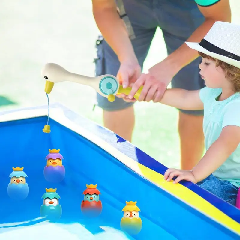 Fishing Game Play Set Cute Cartoon Animal Fishing Toy Learning Educational Toy Bath Toys 2-in-1 Play Fishing Set With Wobbling