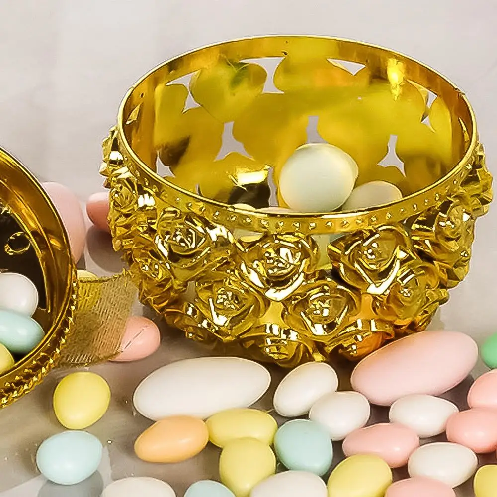 Hollow Candy Box Gold-Plated Aromatherapy Jewelry Storage Holder Wedding Decor