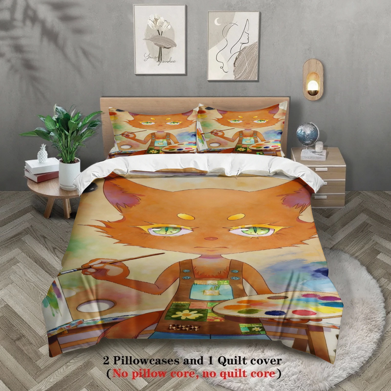 

Softville Cozy Town Cute Fern the Quilt Fox Bedding Set With Duvet Cover & Pillowcase For Children's Bedroom Decor