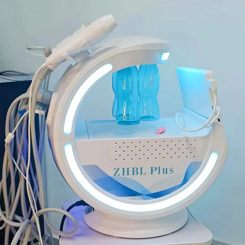 Picture 6: New 7 In 1 Smart Facial Cleansing Skin Analyze Deep Pore Vacuum Hydra Lift Anti-aging Beauty Machine Ice Blue