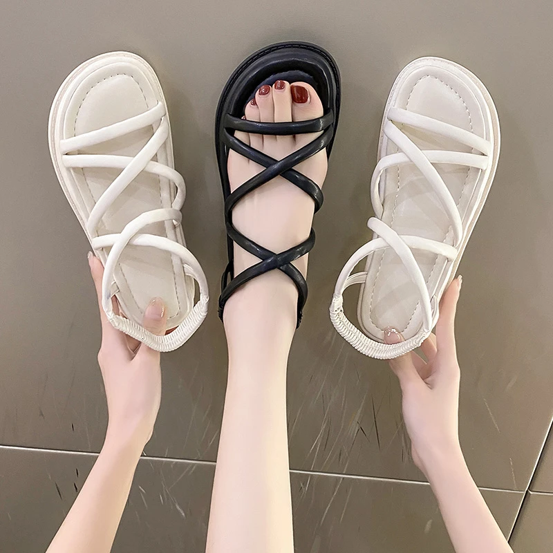 Women\'s Shoes 2023 Fashion Summer Casual Sandals Women Lightweight Women Solid Color Flat Sandals Zapatillas De Mujer