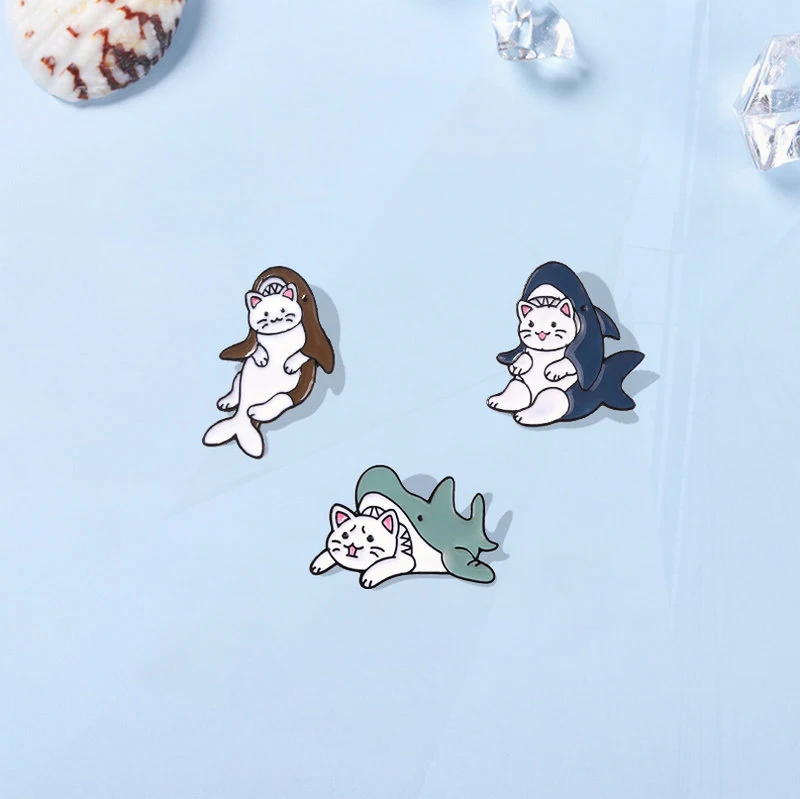 Humpback Whale Metal lencana tas pakaian bros Up hadiah perhiasan untuk pecinta hewan kucing dan ikan Enamel pin Beluga Whale Pines