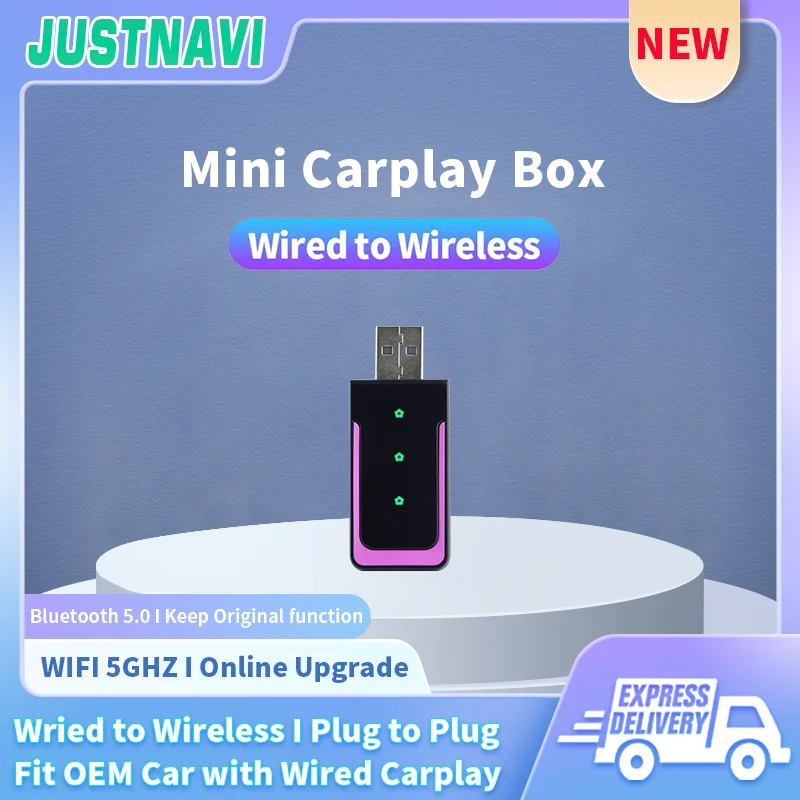 

JUSTNAVI 2in1 Wireless CarPlay Dongle Wireless Android Auto Box For Car Radio with Wired CarPlay