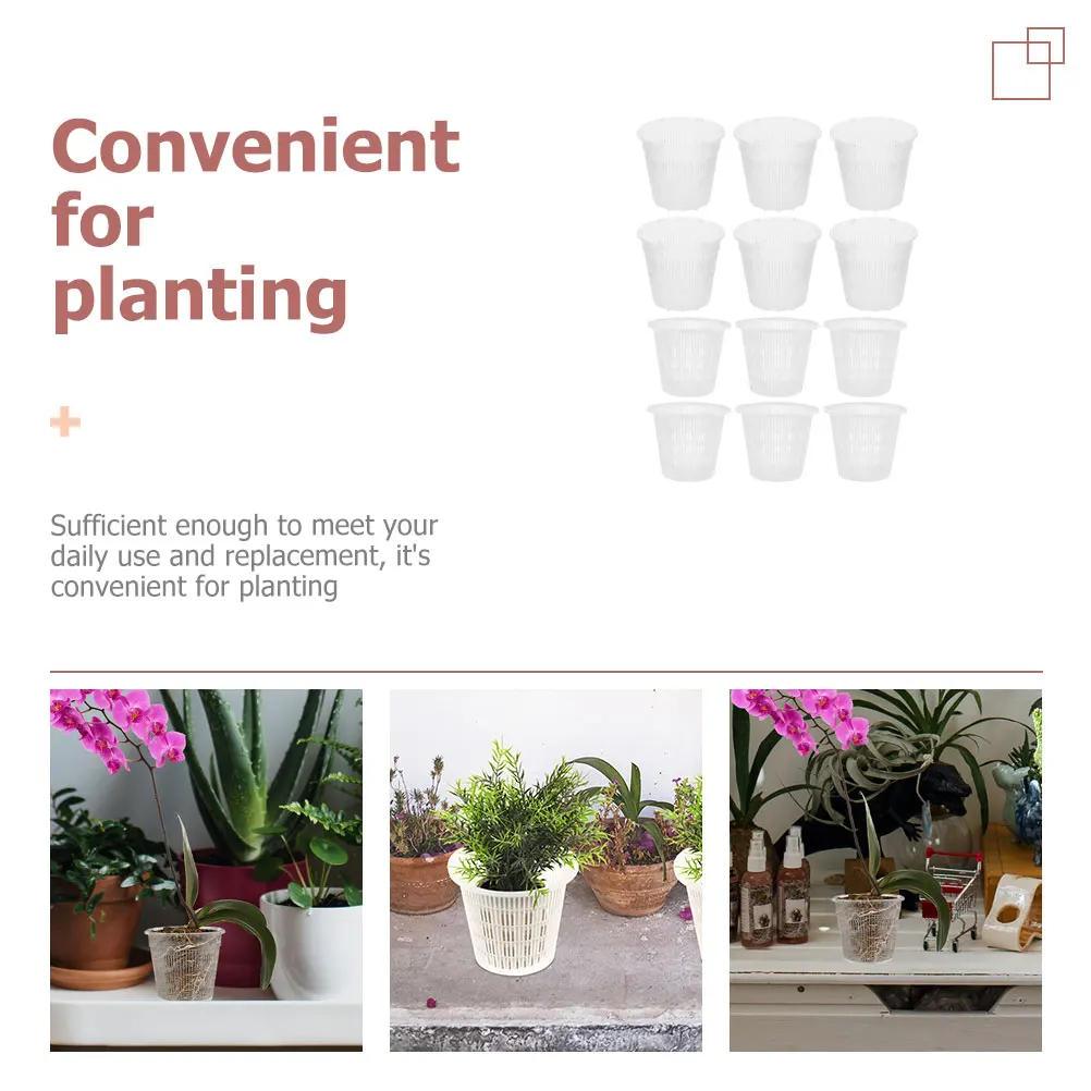 

12 Pcs Plastic Flower Pot Orchid Plant Container Root Control Flowerpot Phalaenopsis Office Indoor Plants Nursery Tools