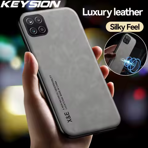 KEYSION Luxury Leather Case for Samsung A22S 5G A12 A50 A70 A30S A21S Silicone Shockproof Phone Back Cover for Galaxy M33 5G M32