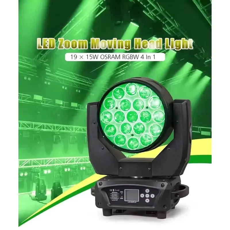 IP33 Protection Rating 19x15W Moving Head LED Stage Light Supports DMX512 Control for DJ Clubs