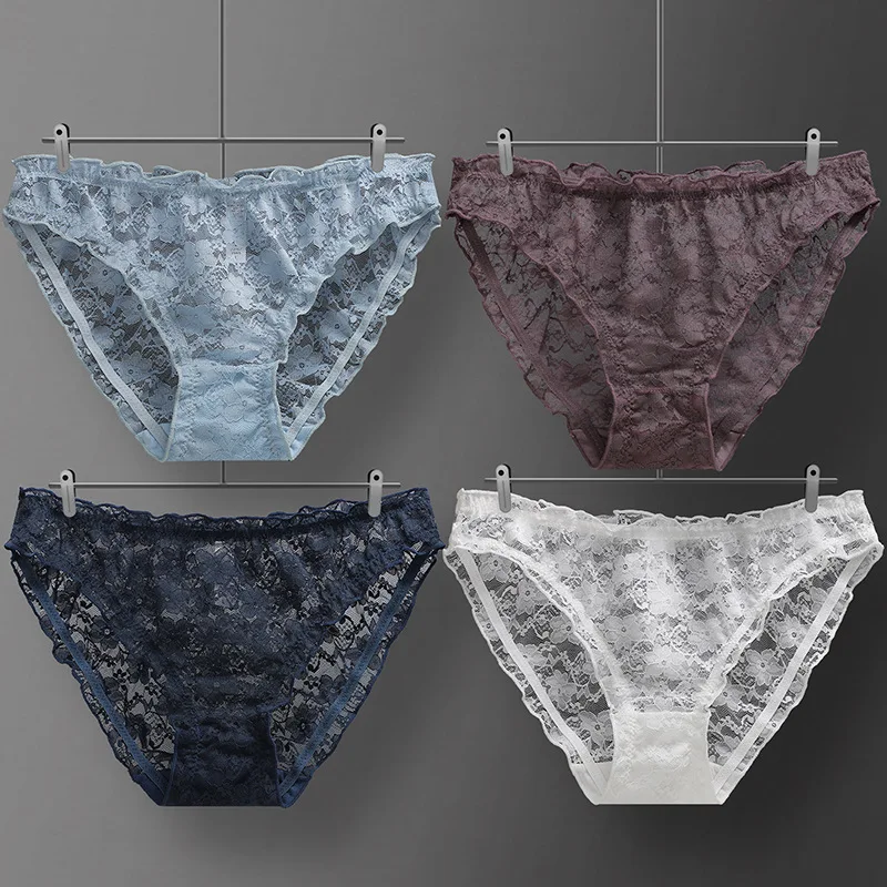 

Women's Underwear Women's Cotton Antibacterial Underwear Sexy Low Waist Breathable Hollow Mesh Girly Candy Color Underwear