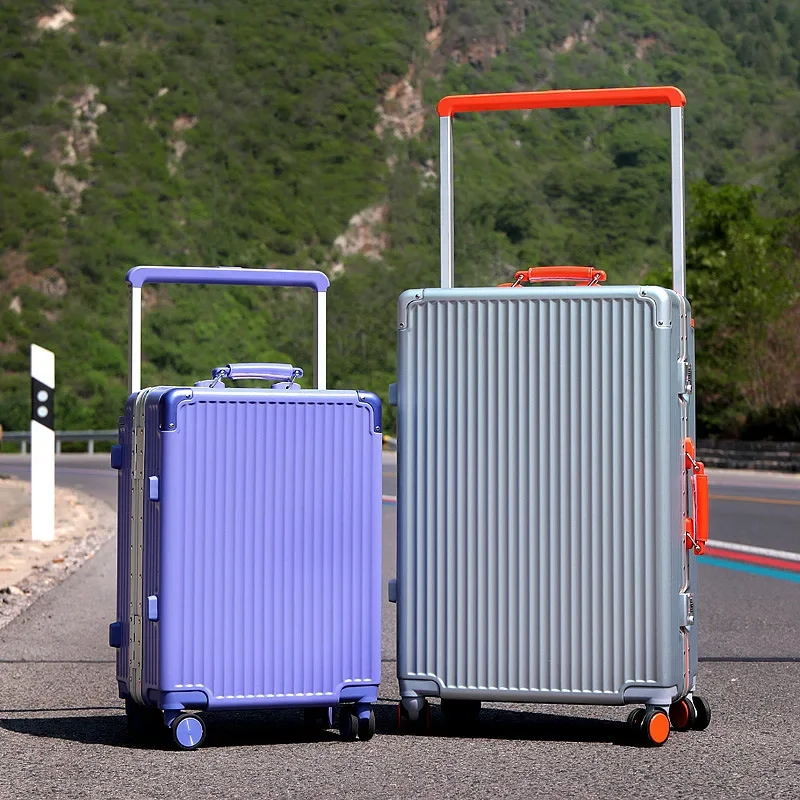 Boîte de voyage à roulettes super silencieuse pour hommes et femmes, cadre en aluminium, nouvelle boîte à nervures, exportation de bagages du Japon, mode universelle haut de gamme