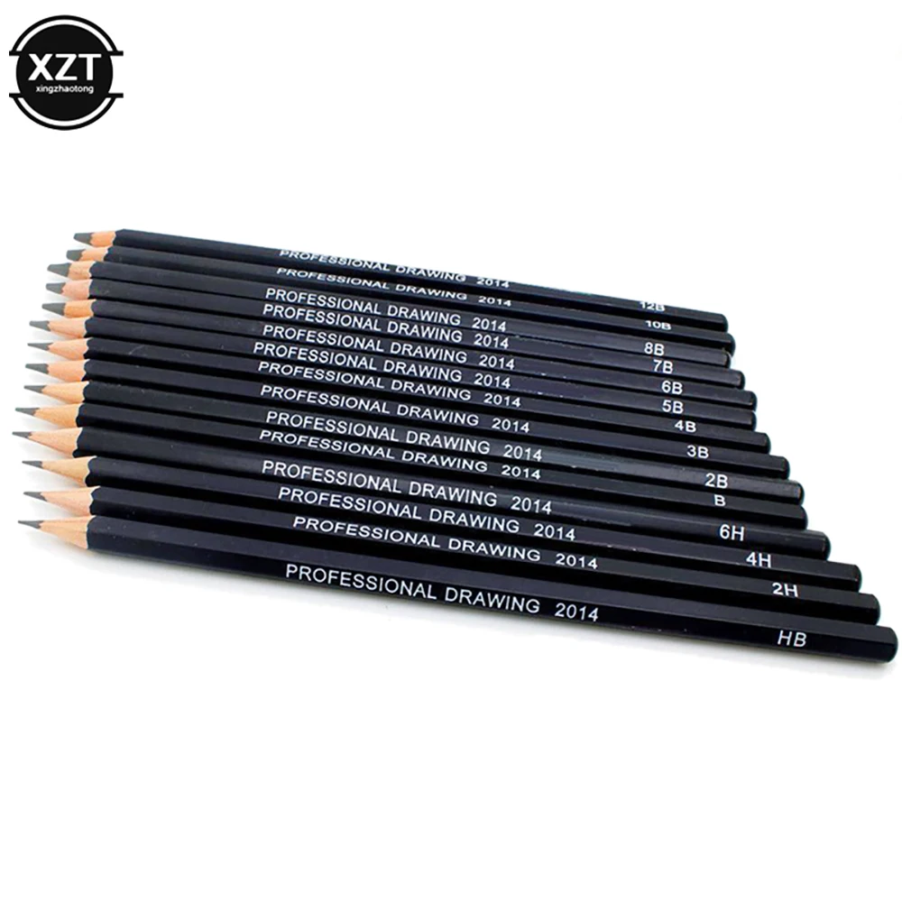 CCC 14pcs Professional Sketch and Drawing Writing Pencil Stationery Supply 1B 2B 3B 4B 5B 6B 7B 8B 10B 12B 2H 4H 6H HB Pencil