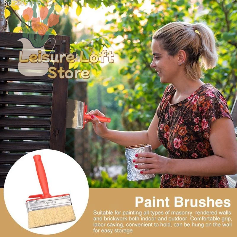 Flat Paint Brush Smooth Head 1pc for Walls Labor Saving Design for Fast Limewash Home Painting
