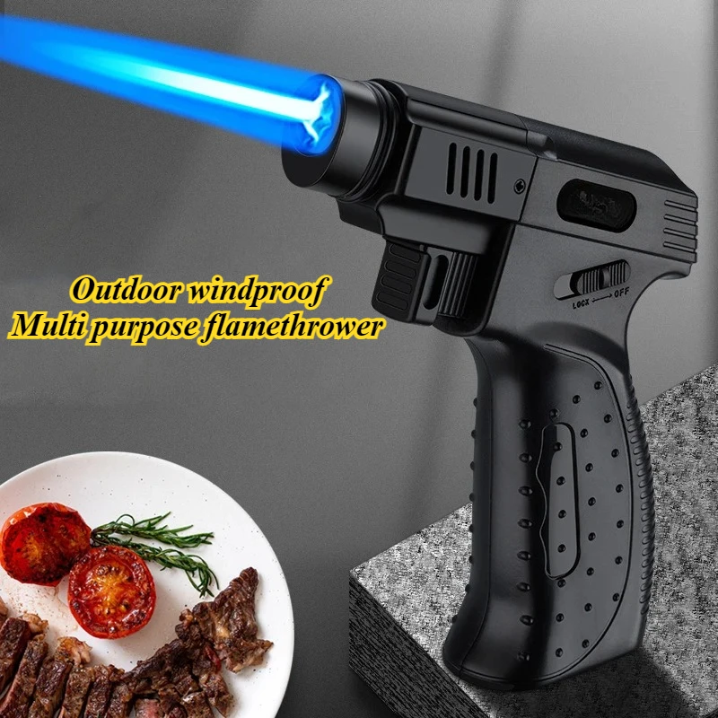 Outdoor Barbecue Windproof Inflatable Metal Lighter 1300 ° High Temperature Intense Fire Multi purpose Handheld Spray Gun