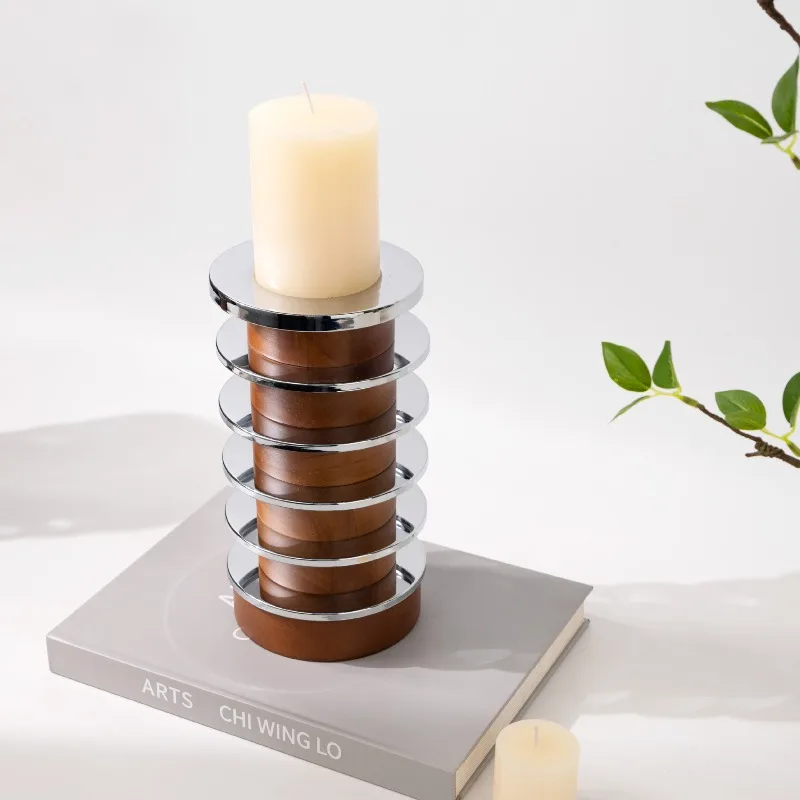 

Luxury Candle Holders Wedding Decorative Candlesticks Home Tabletop Wooden Candelabrum Living Room Accessory Wax Light Container