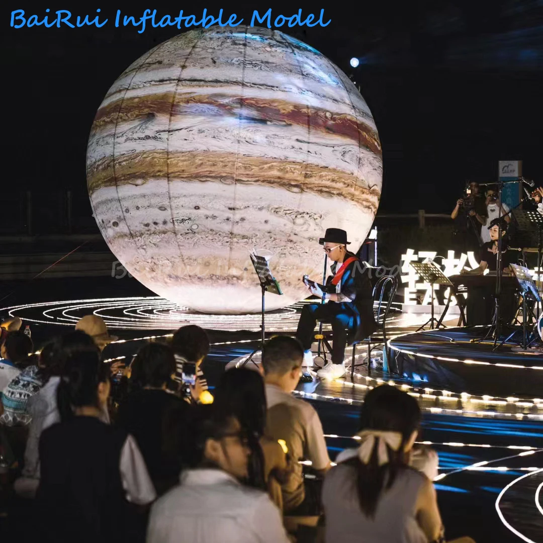 거대한 팽창식 조명 행성 공기 블로우 태양 은하, 백색 LED 조명, 지구 목성, 토성, 금성 이벤트, 무대 장식
