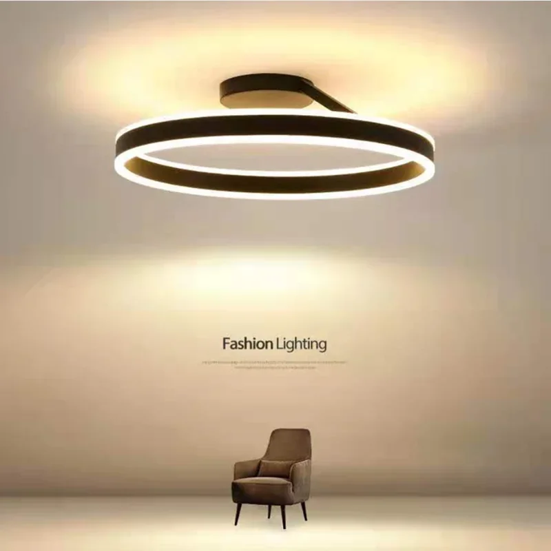 Modern minimalist circular LED chandelier acrylic black and white dimmable restaurant bedroom home decoration chandelier