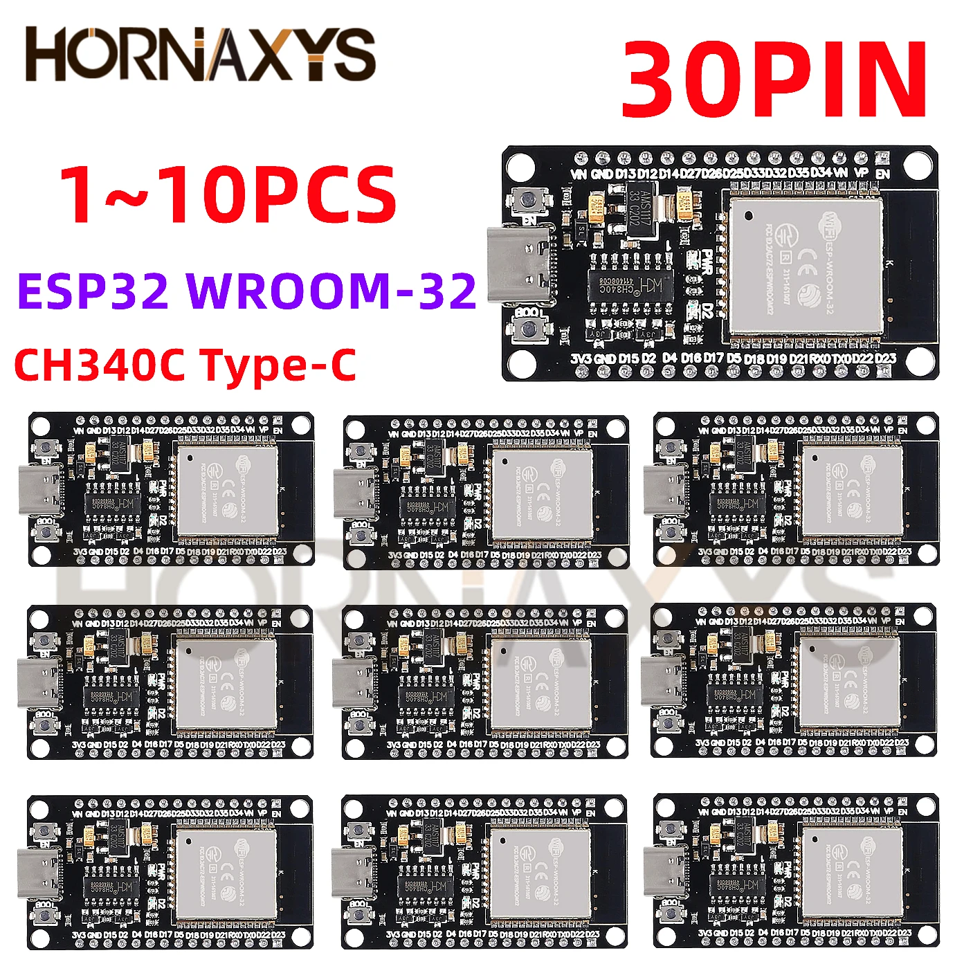 1-10 sztuk ESP32 WROOM-32 ESP32-S płytka rozwojowa WiFi + kompatybilny z Bluetooth TYPE-C ESP32 30Pin ESP32 Nodemcu moduł rozwojowy