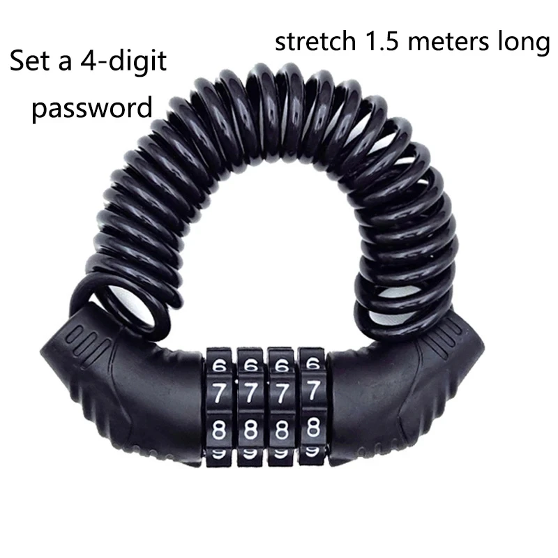 1PC Bicycle Locks Universal Motorcycle Electric Cars Security Helmet Password Wire Lock Portable Anti-theft Road Bike Locks
