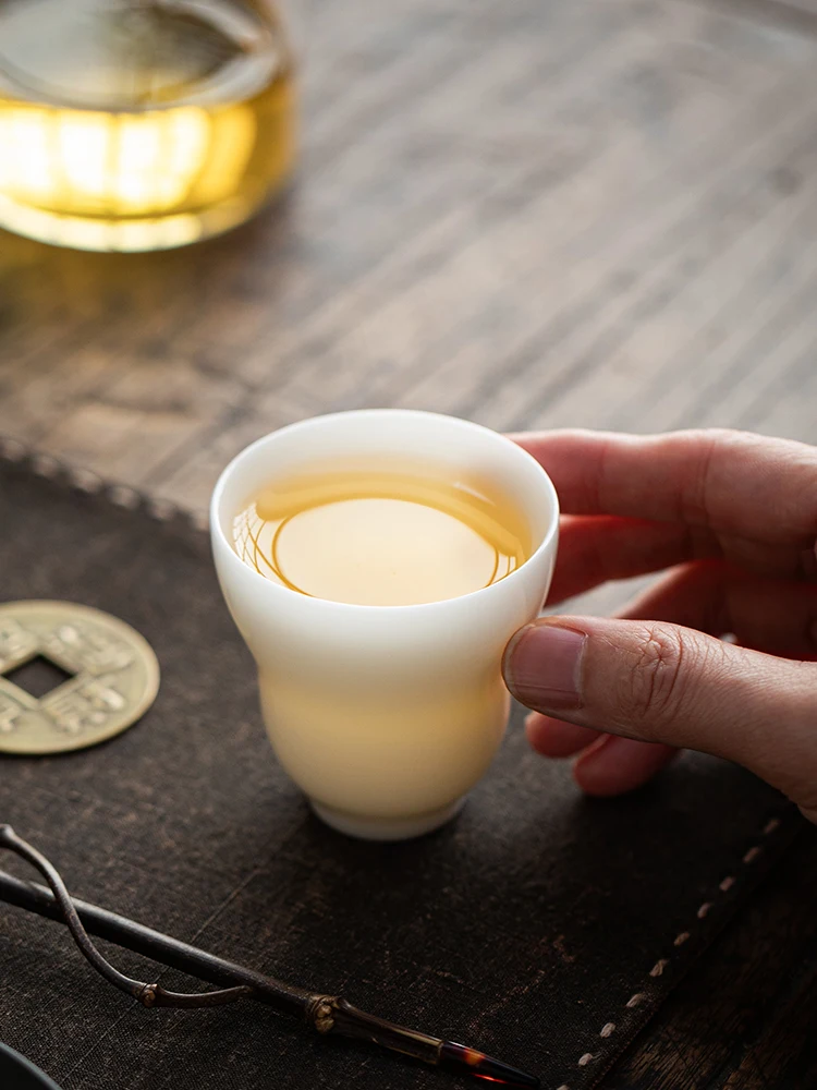 High Quality Ice Jade Porcelain Tea Tasting Cup Single Kung Fu High-End White Personal Special Gourd