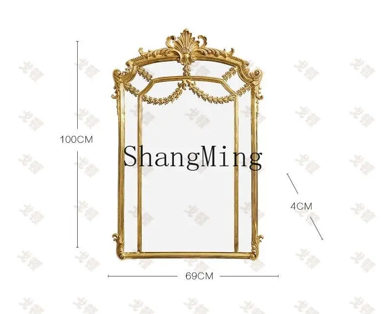 FG Boutique Heavy Industry Luxury Brass Entrance Mirror Oval Heavy Industry Carved Pigeon Vintage Full Copper Mirror