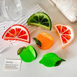 New Creative Design Geometric Fruit Orange Lemon Apple Hair Clip Simple Acetate High Ponytail Shark Clip Hair Accessories