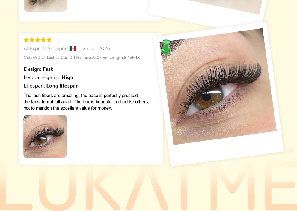 LUKATME 3D W-Form Wimpernverlängerungen, vorgefertigte Fächer, natürliche Wimpern U3D Clusters C/D Curl, Easy Fan Wimpern 8-15mm für Salon und Anfänger – Detail 16