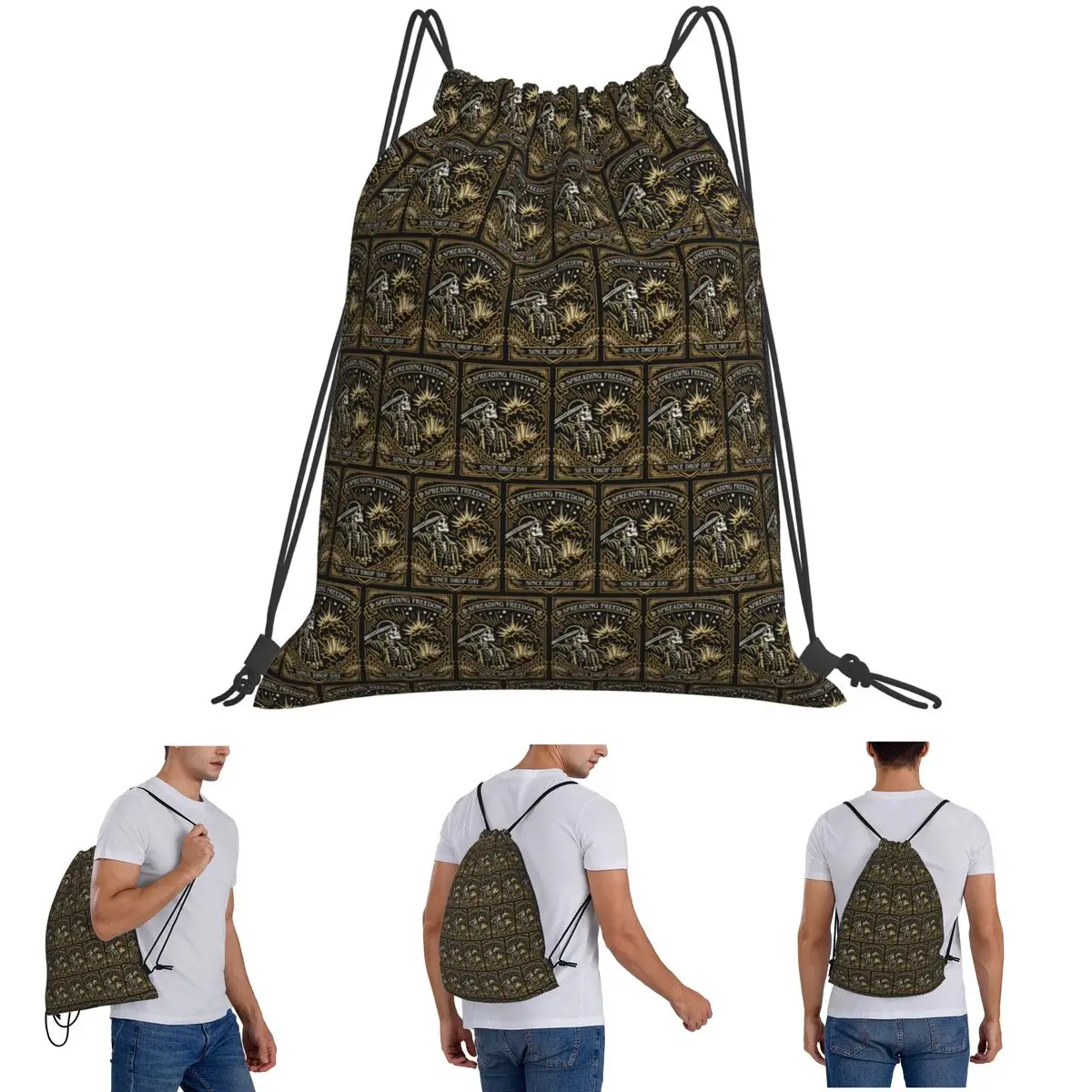 Spreading Freedom Since Drop Day Gaming Backpacks Fashion Drawstring Bundle Pocket Shoes Bag Book Bags for Man Woman School