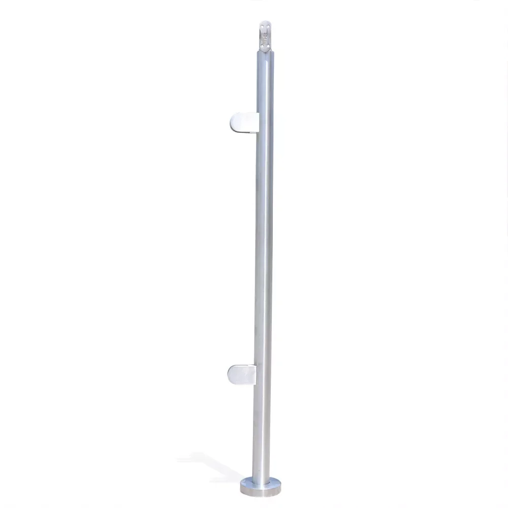 110cm Stainless Steel Railing Post, Silvery, 42mm Tube, for Indoor & Pool Guardrails Handrail Fence Glass Balustrade Post