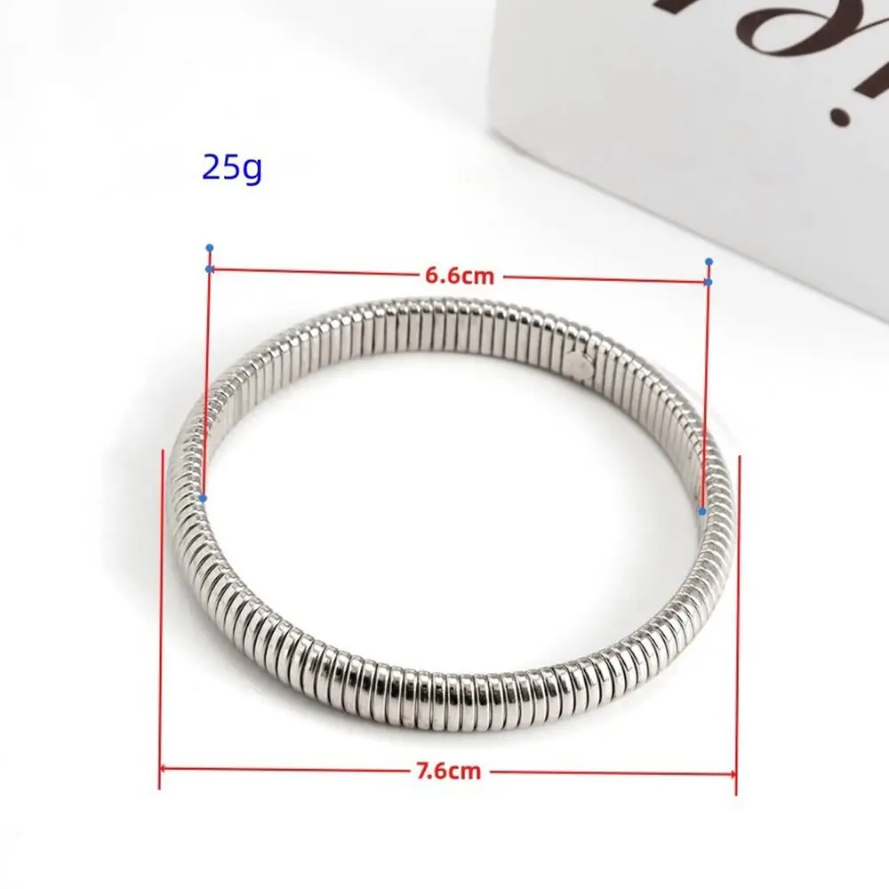 Waterproof Stainless Steel Elastic Bracelet for Women Punk Style Vintage Simple Design Hip Hop Spiral Bangle Girls