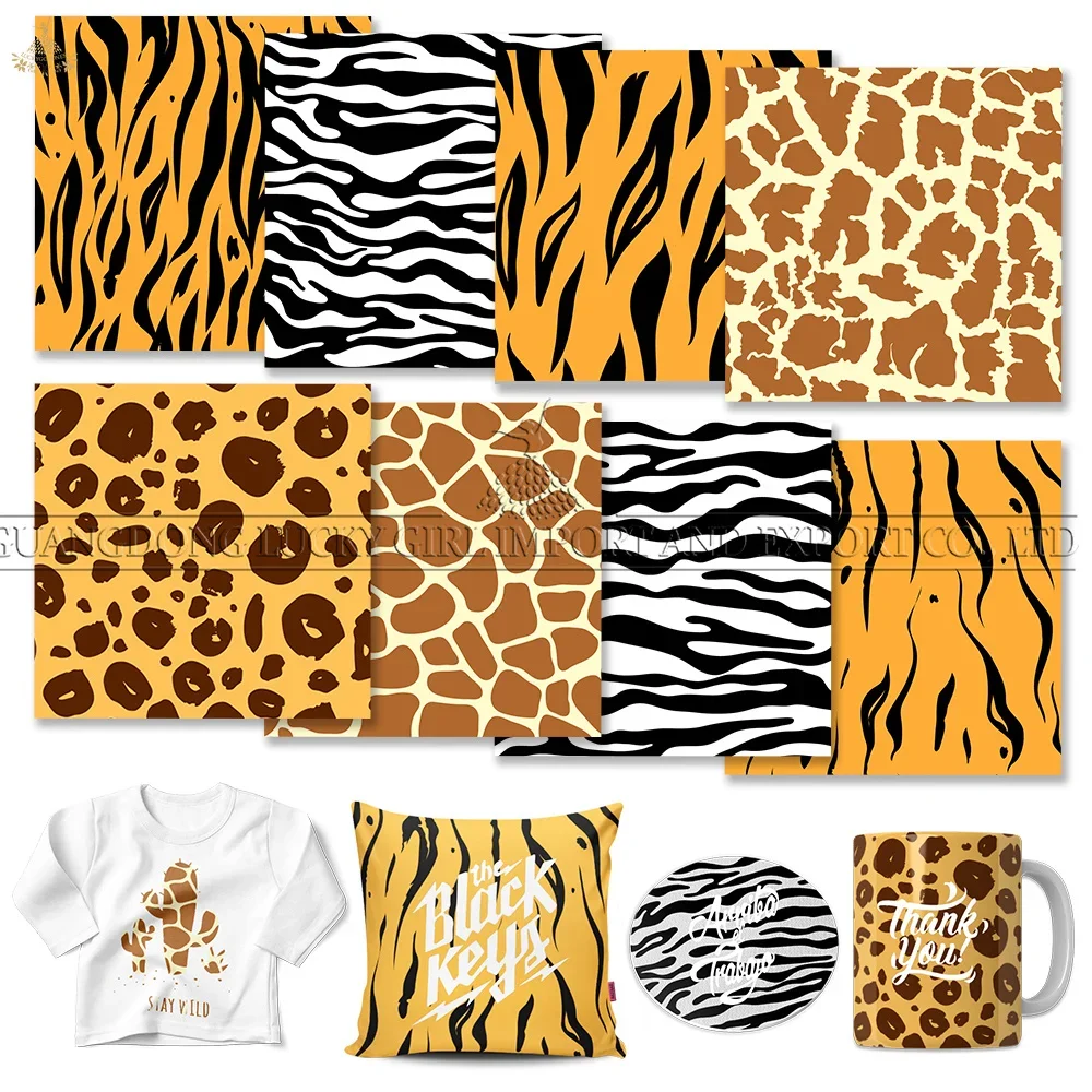 Lucky Goddness Animal Transfer Paper Ink Sheets 12*12in 8 Pcs Leopard Print Sublimation Paper Ink for Heat Press T-Shirt Mug