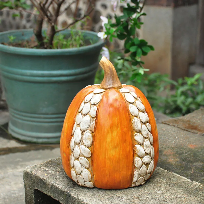 Pastoral Hand-painted Harvest Pumpkin Seeds Pumpkin Figurine Garden Patio Ornament Home Decoration Gifts