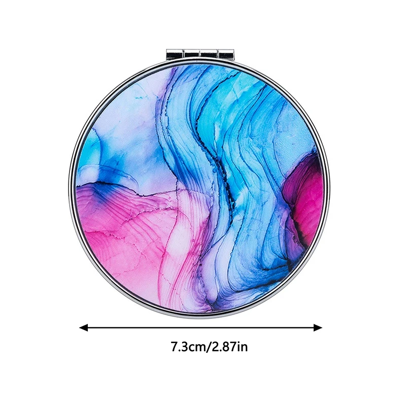 Lusterko do makijażu w stylu vintage z wzorem w paski, mini, kompaktowe, przenośne, damskie, zielone/fioletowe/niebieskie, lusterko do torebki.