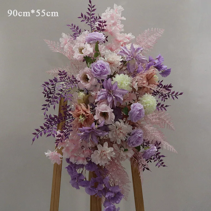 Purple Artificial Flower Arrangement Wedding Background Decoration Path Guide Table Flower Wedding Arch Party Flower Wall