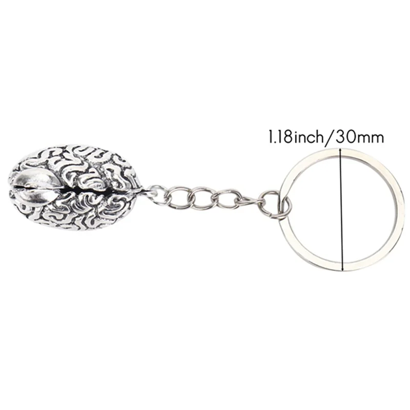 N93R 5X Brain Keychain Alloy Smart Brainiac IQ Key Ring Fob Chain Medicine Human