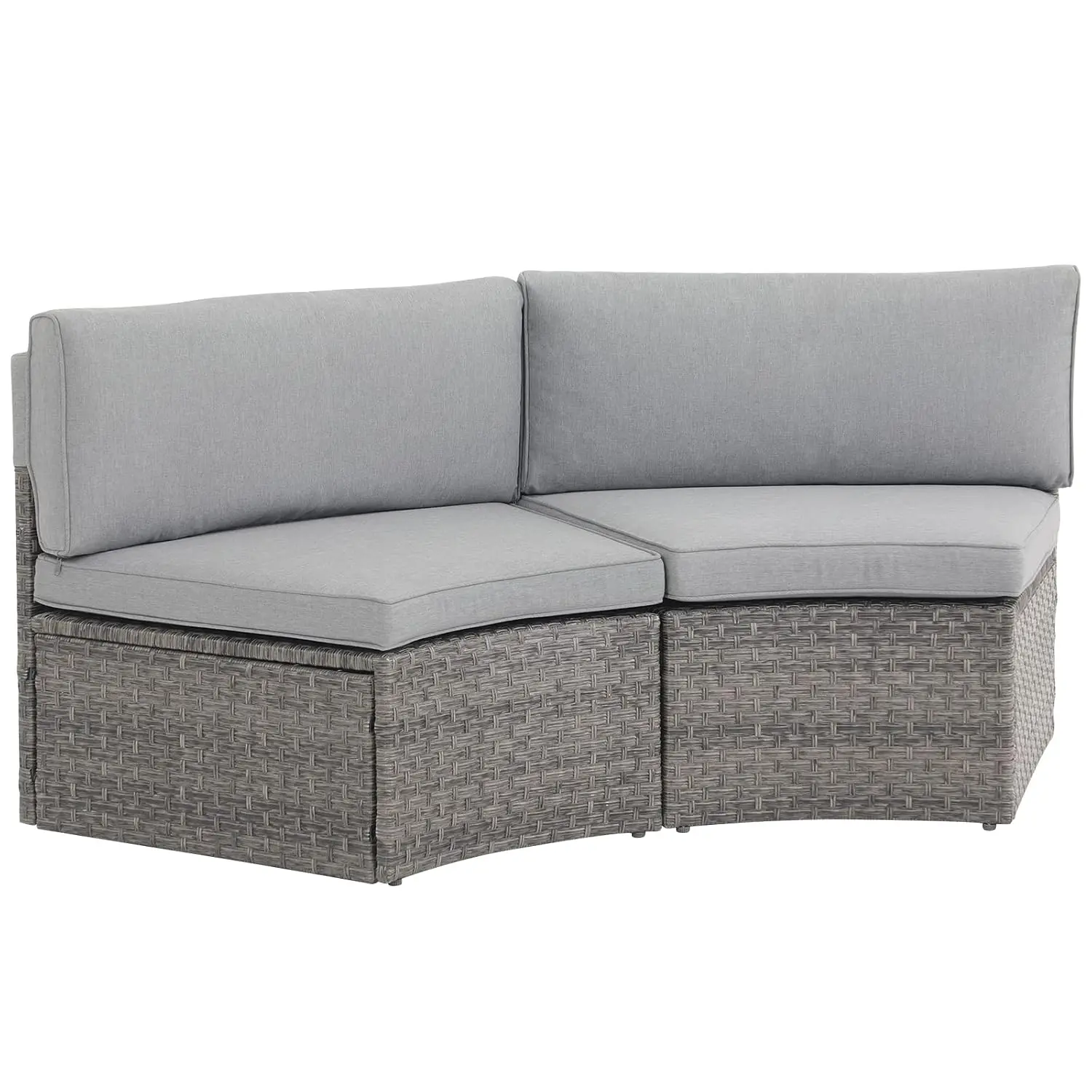 Curved Outdoor Wicker Loveseat Set, Half-Moon Patio Sofa for Garden Balcony, 2-Piece, Customized