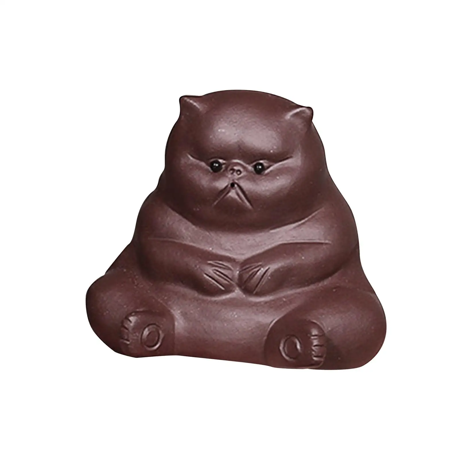 Mini Cat Statue Purple Clay Tea Pet Homes Decor, Kitty Sculpture Miniature