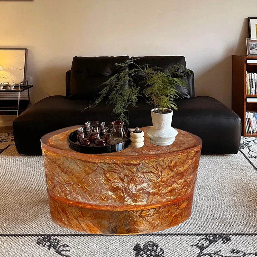 *  Luxury Modern Blue Ocean Crystal Eco-Friendly Storage Coffee Table Living Room High Grade Art Home Villa Transparent Resin
