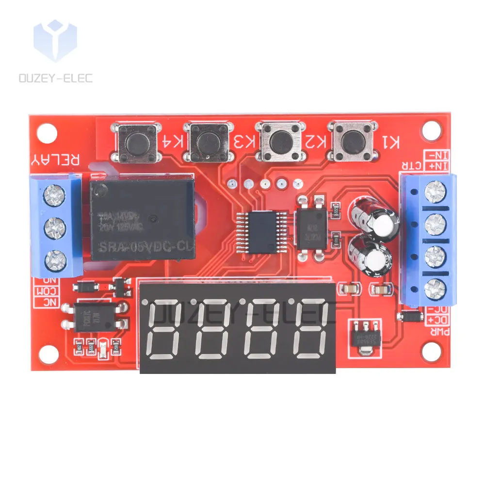 Moduł przekaźnika czasowego DC 5V 12V 24V moduł czasowy wyzwalania wyzwalacza Opóźnienie pomiaru czasu Moduł sterowania przełącznikiem obwodu z wyświetlaczem LED