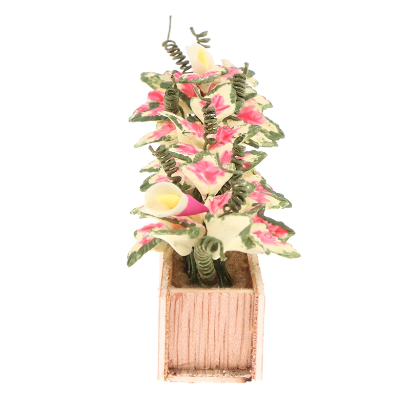 1:12 Poppenhuis Miniatuur Bloemenstruiken Potplant Bloem Bonsai Model Meubelaccessoire Voor Poppenhuis Tuin Decor Kids Speelgoed