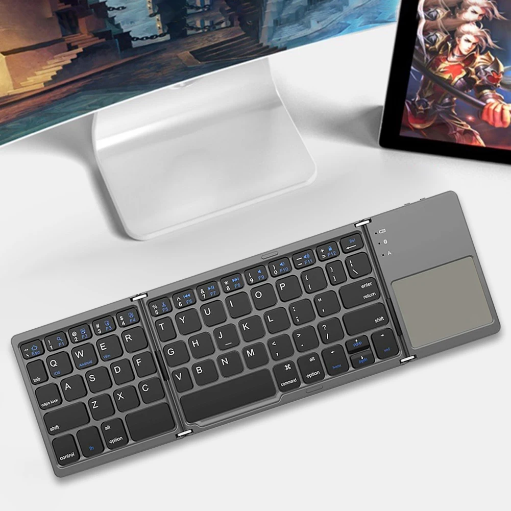 

Foldable Tablet Keyboard With Touchpad Numeric Keypad Lightweight Dustproof Bluetooth-compatible for Universal Tablet Phone