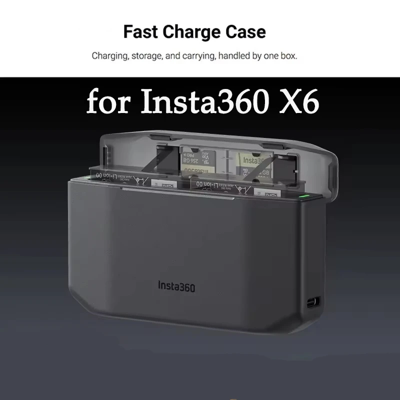 For Insta360 X6 Fast Charging Manager With Usb-C Data Cable Can Be Directly Inserted Into The Charger To Store 2 Memory Cards