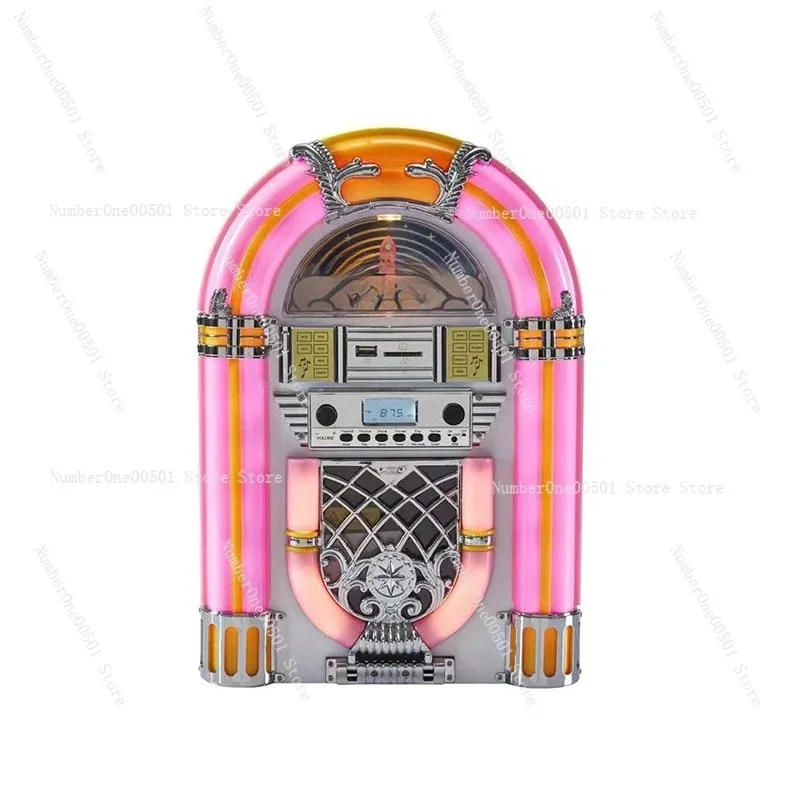 Retro Bluetooth CD Player Jukebox Style Desktop Music System with LED Light Sound Machine