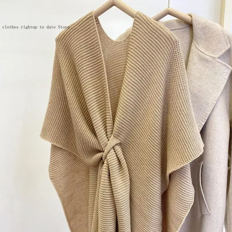 Xale de malha feminino, capa quente, cachecol casual, moda, outono e inverno