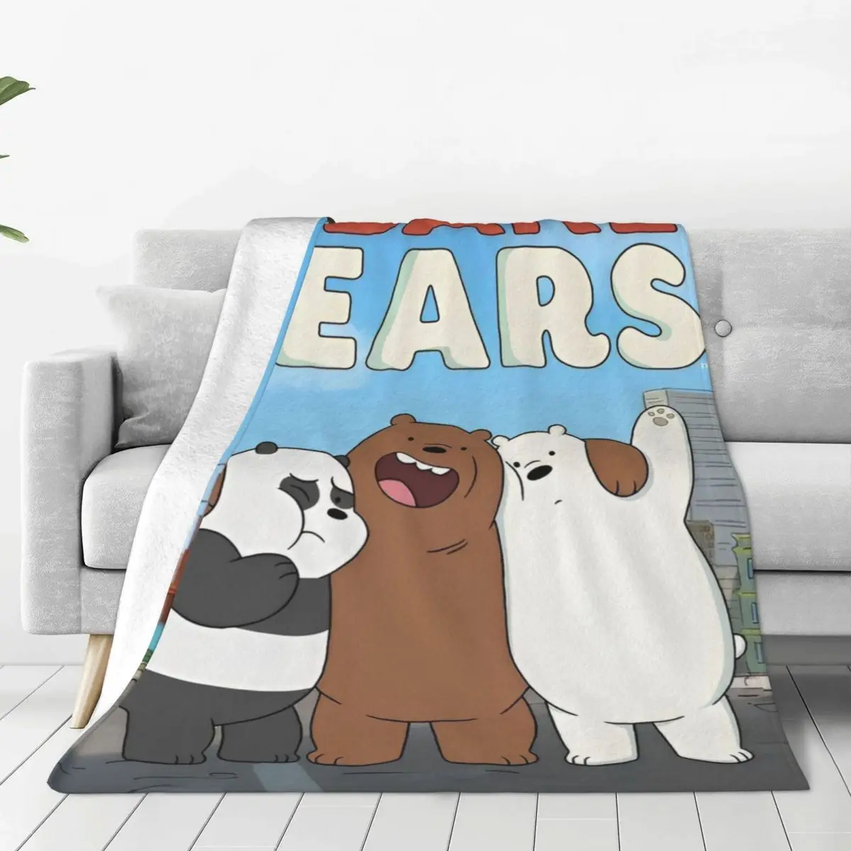 We Bare Bears Kawaii Cartoon  Panda Ice Bear Blanket Travel Office Flannel Bedding Throws For Home Decor Super Soft Bedspread