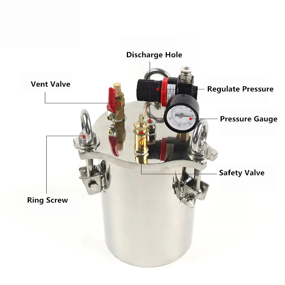 4L 8Bar 304 Stainless Steel Pressure Barrel – Fluid Dispensing Storage Tank with Dispensing Valve