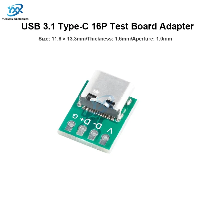 1/5/10Pcs USB 3.1 Type C Connector Socket 16P Connector 16 Pin Test PCB Board Adapter For Data Line Wire Cable Transfer