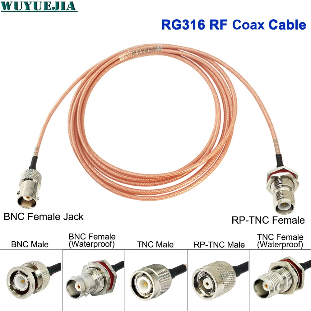 

1Pcs TNC to BNC Type Connector Q9 BNC Male Plug to L12 TNC RP-TNC Female Jack Bulkhead 50ohm Jumper Pigtail RG-316 Antenna Cable